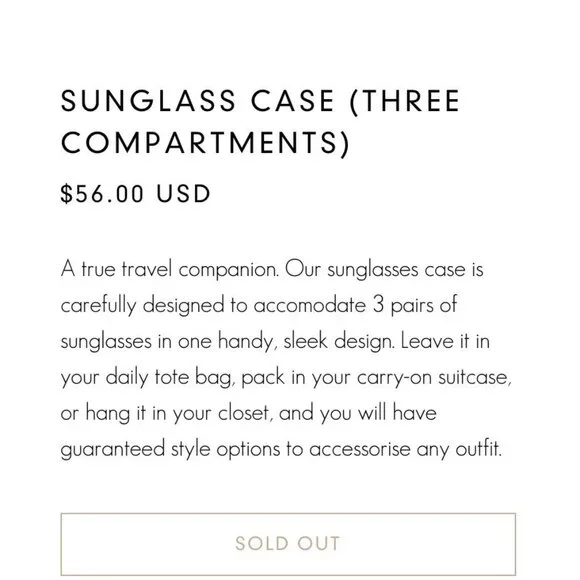 Sancia 3 Compartment Sunglass Case - Sand color  - New in Box - Picture 7 of 16